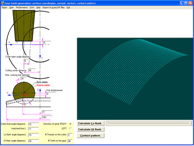 Offset, ratio, speed, hob setting angle. Manufacturing machine summary.