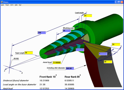 Pitch, lead, helix angle, grinding wheel profile. Manufacturing input