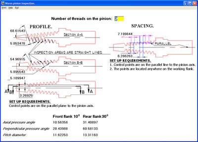 CMM gear inspection parameters. Profile, lead, spacing error, accumulated spacing error.